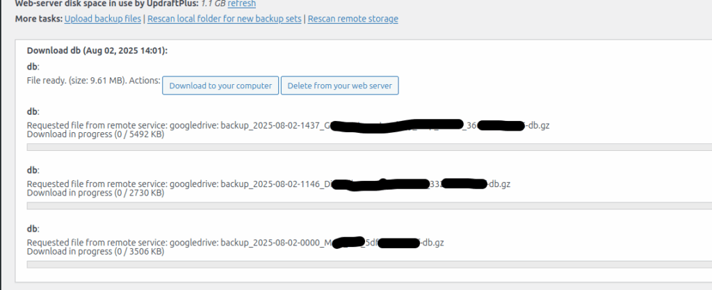 downloading backups for multiple sites.