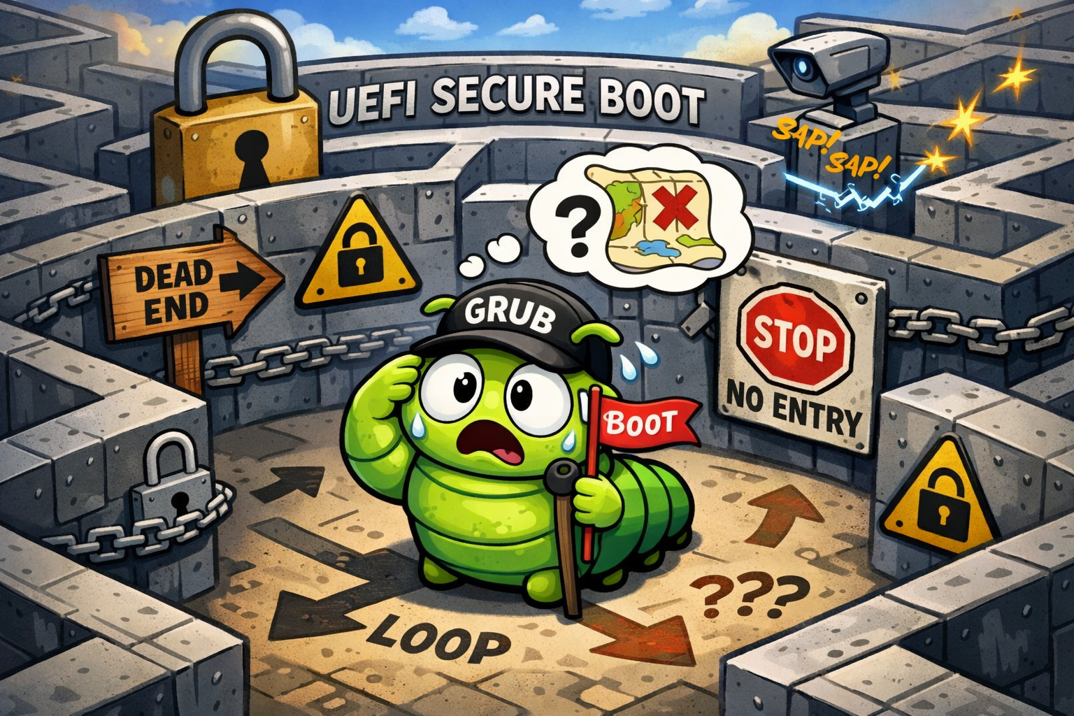 A grub stuck in a maze of UEFI traps